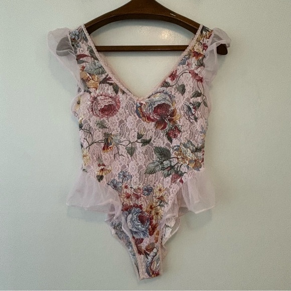 Other - Vintage Etage by Brandywine pink floral nylon teddy lingerie medium